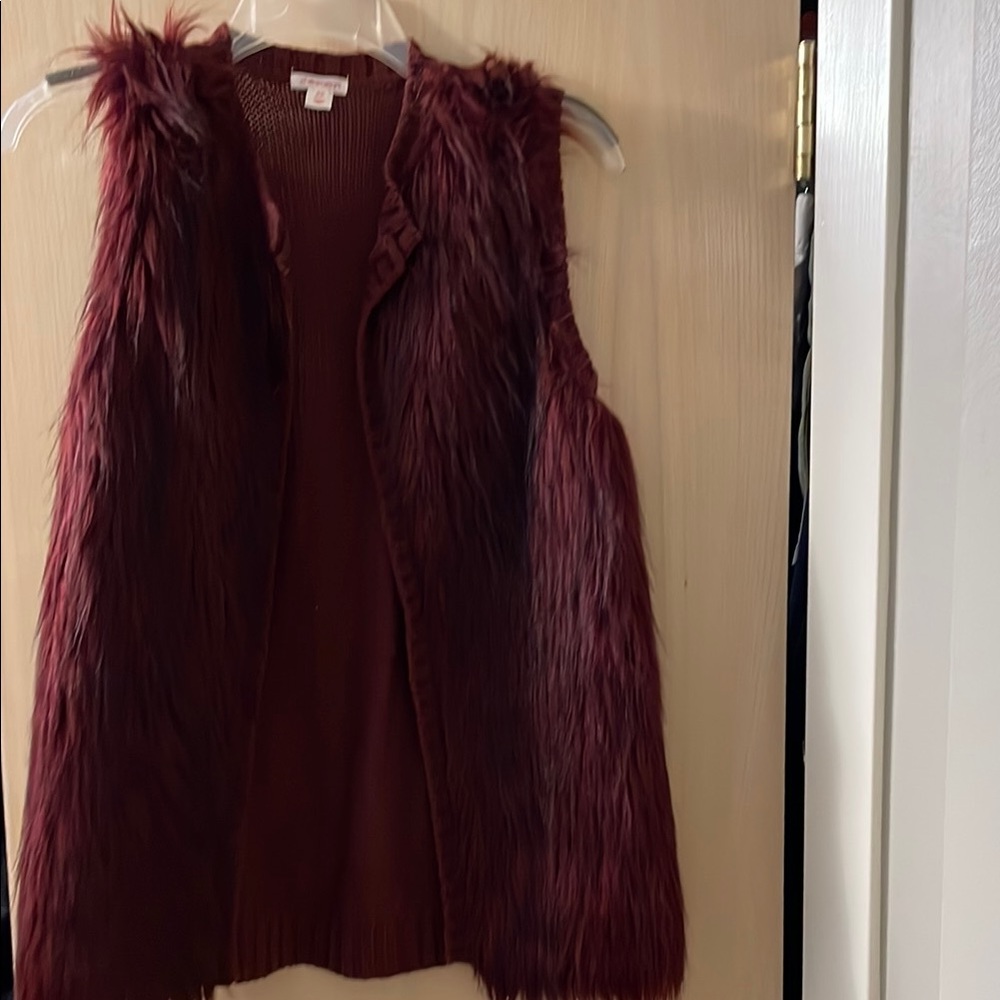Maroon Faux Fur Vest excellent condition size small